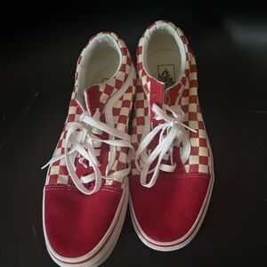 Vans Old Skool low top red and white checkered sneakers